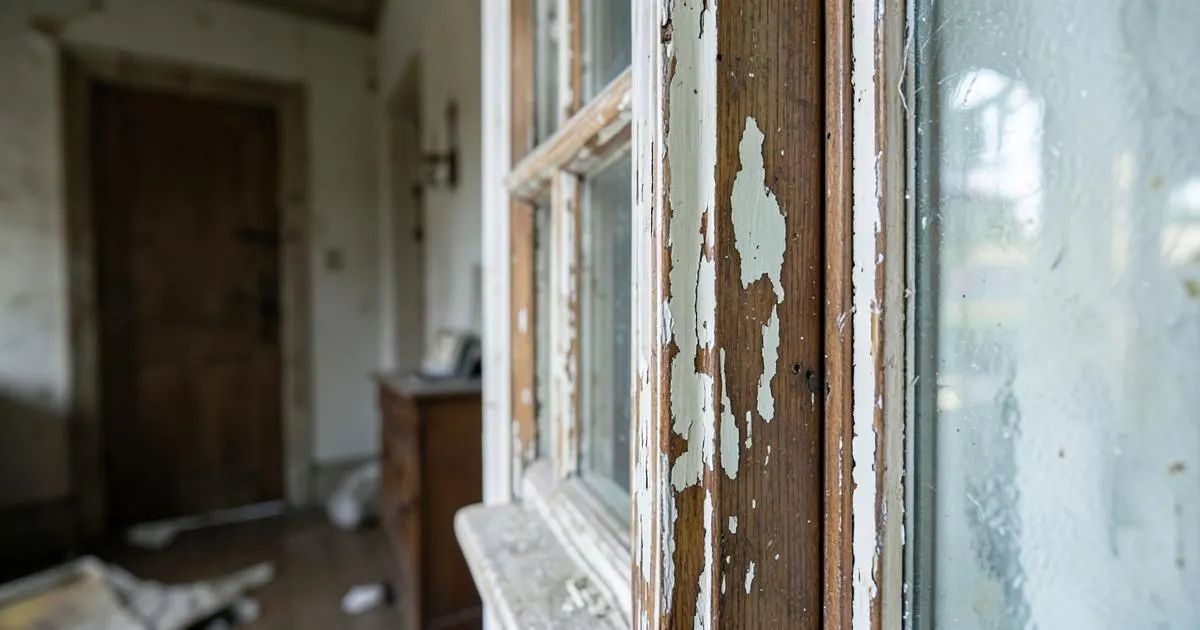 Peinture ancienne écaillée dans un logement à Bayonne